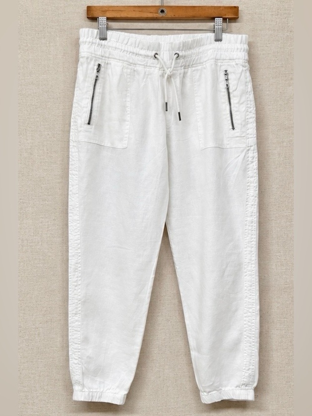 Athleta Cabo Linen Jogger White 100% Linen Pants Size 16 - Picture 3 of 8